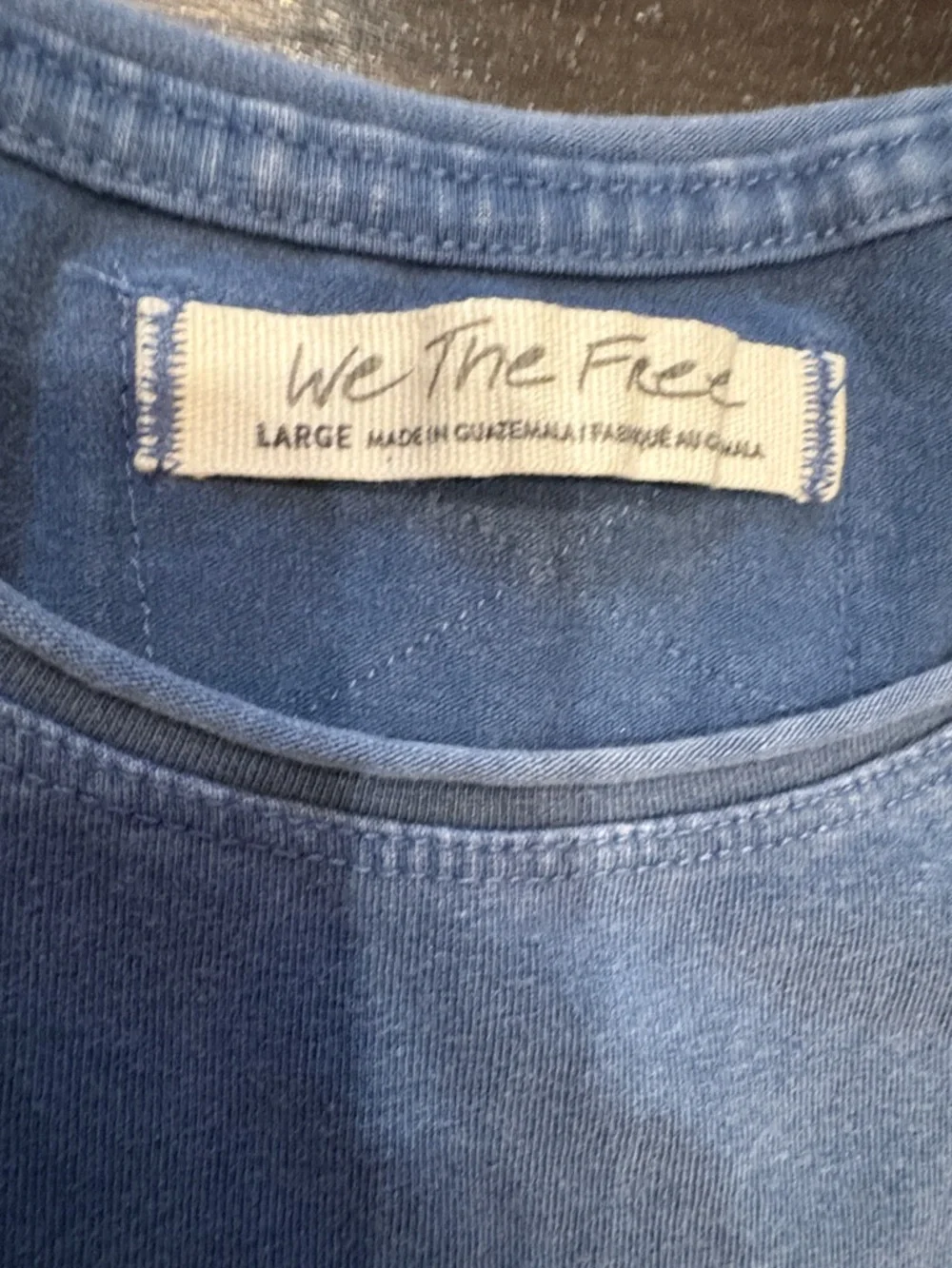 We The Free Faded Denim Vintage Look Blue Short Sleeve Corset Shirt Size Large - Picture 2 of 5